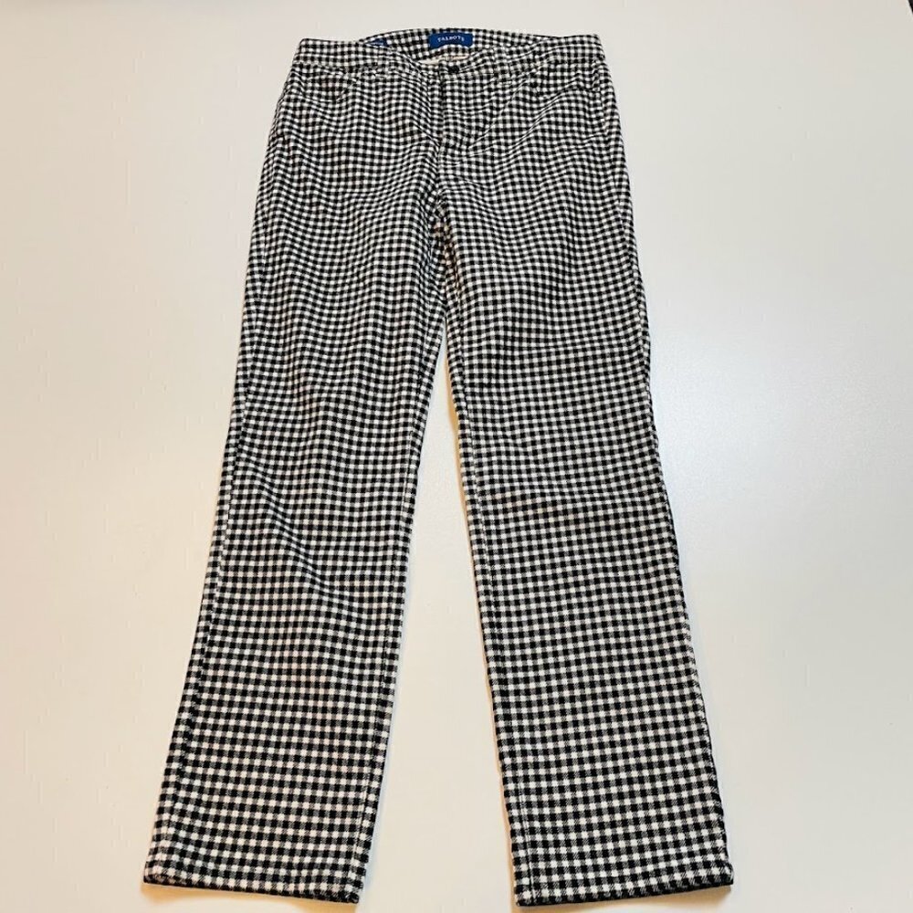 Talbots Pant Trouser Velvet High Waist Straight Leg Plaid Herringbone Winter